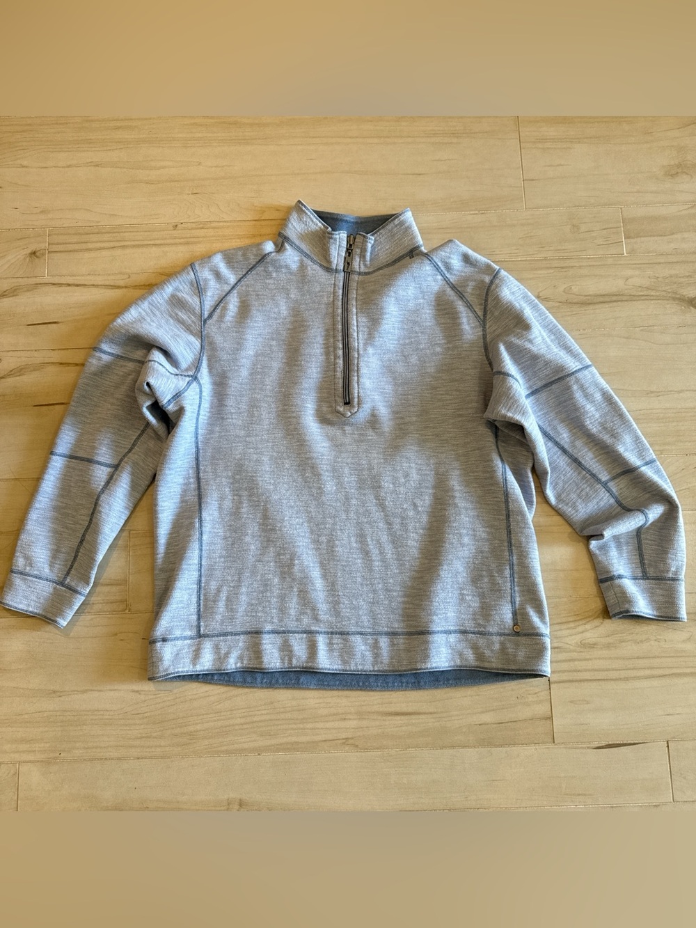 Tommy Bahama Men’s Blue Half Zip Heathered Knit Pullover Approx. M